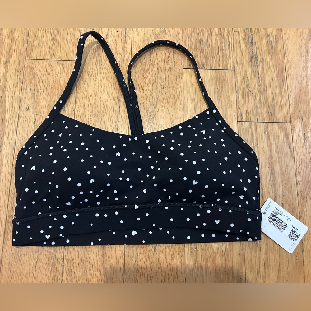 Lululemon NWT Flow Y Bra Heart Scatter Dot Size 6